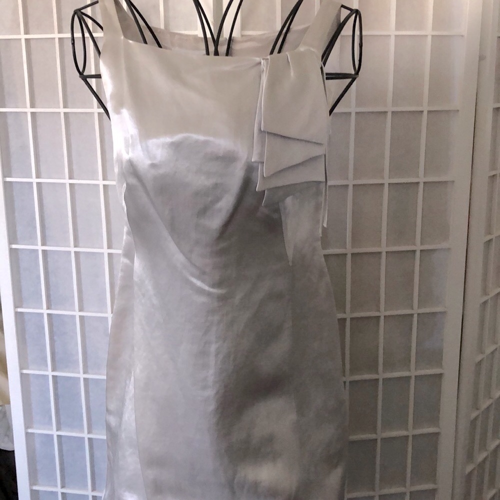 Akris Punto Pearl Gray Silk Sheath Dress sz 4-6